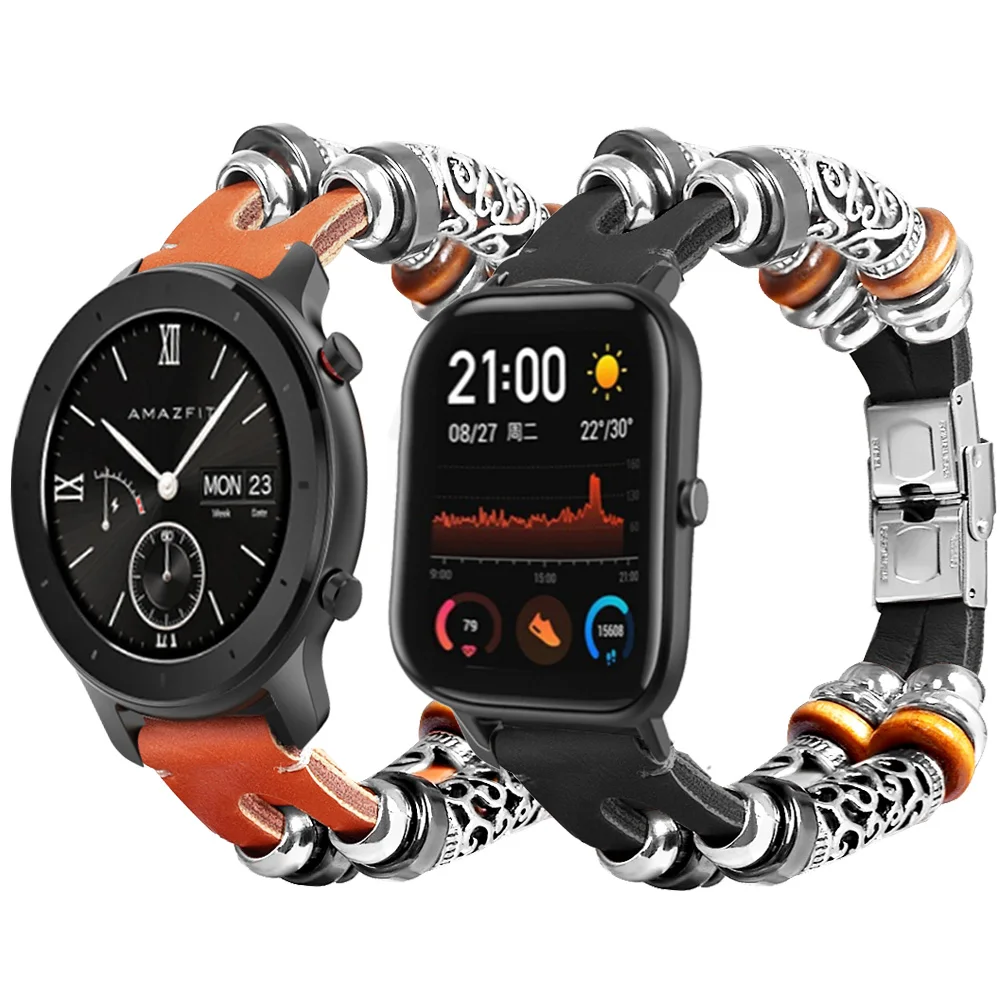 Ремешок для часов Huami Amazfit GTS GTR 42 мм bip Lite сменный Браслет из натуральной кожи 20