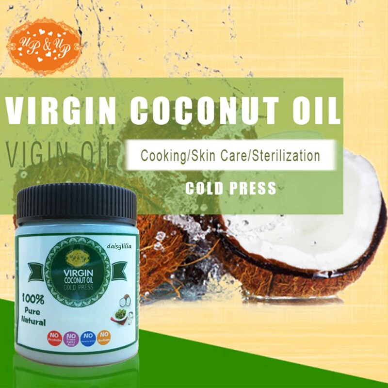 

daisylilia295ml Free shipping virgin coconut oil cold press edible cooking oil food grade pure extract base carrier oil for skin