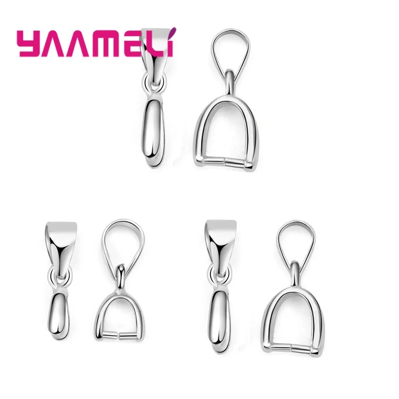 20pcs/lot 925 Sterling Silver Pinch Clip Bail Clasps Bead Pendant Connector Findings for DIY Necklace Jewelry Making Supplies