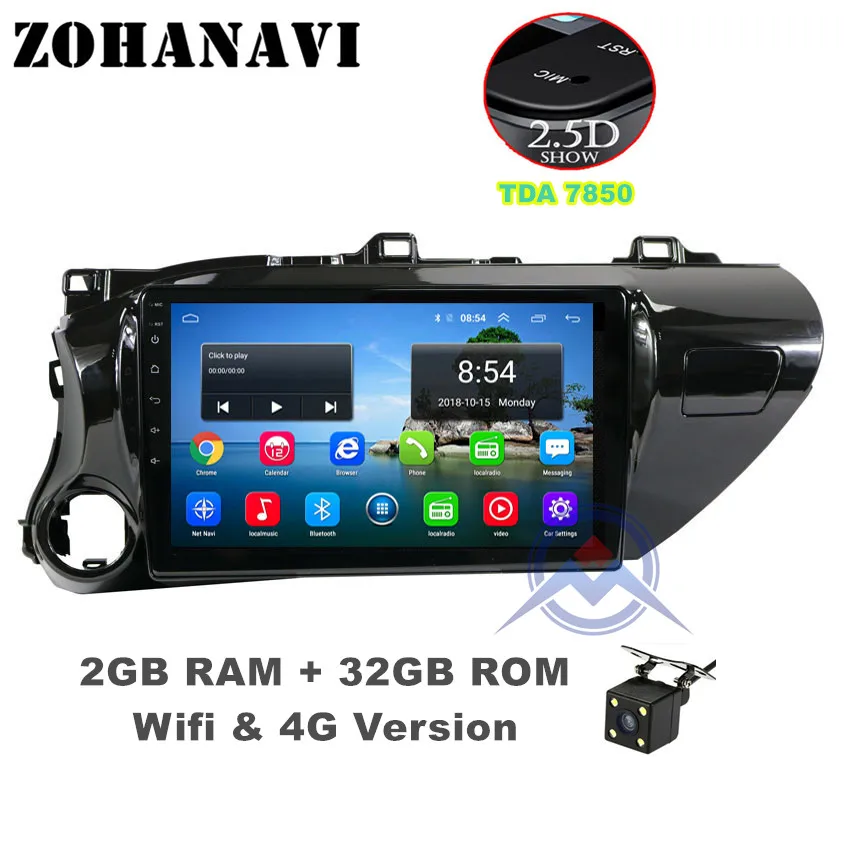 ZOHANAVI10.1 дюймов Android 8,1 автомобиль радио для TOYOTA Hilux Автомобильная dvd-навигационная система видео мультимедиа стерео плеер