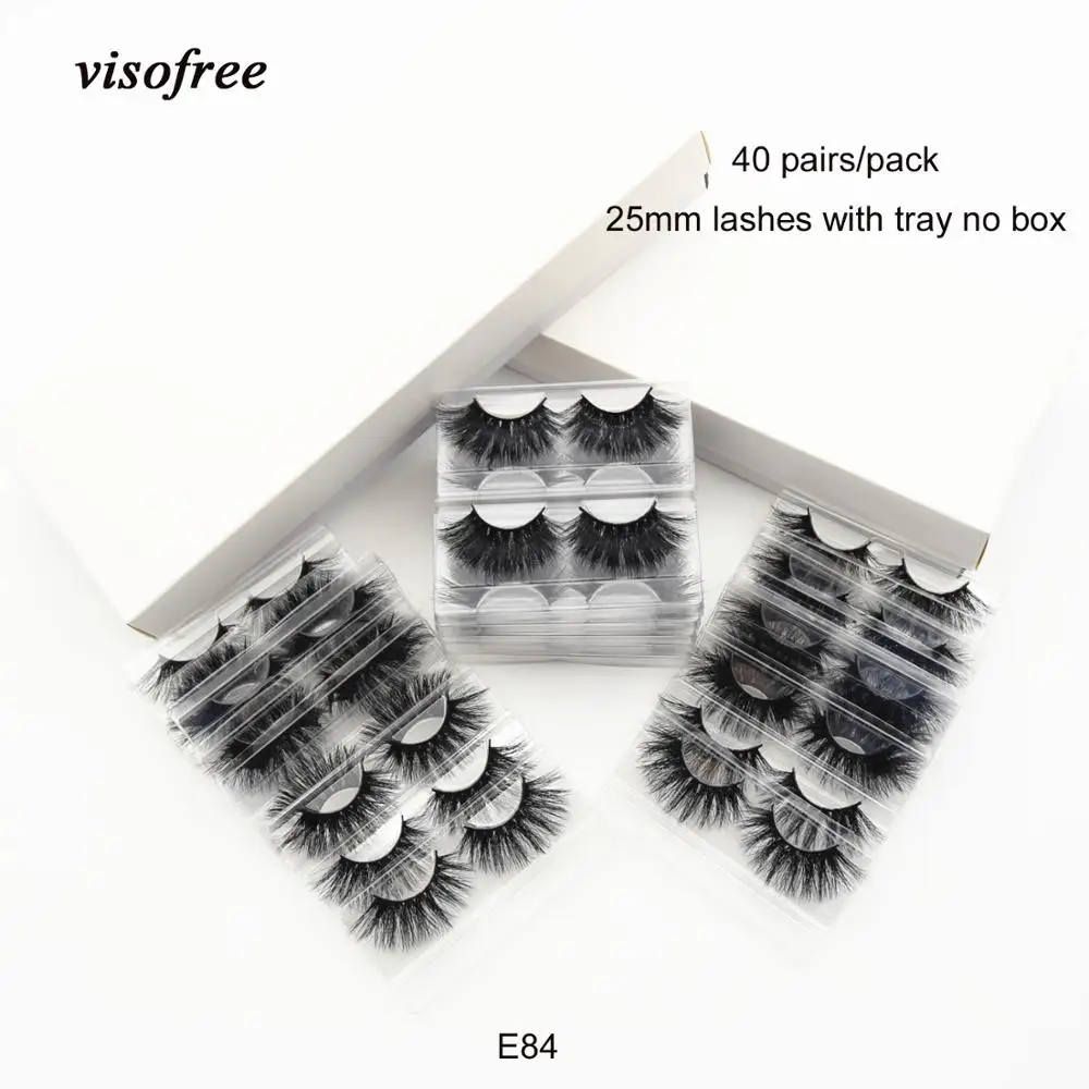40 пар/лот visofree 25 мм ресницы Макияж 3d норковые 100% Безжалостное ручное удлиннение