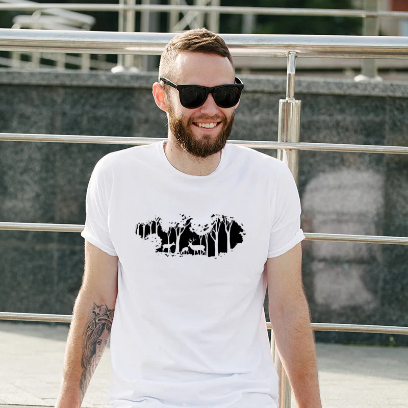 

Brand New Forest Deer Fashion Simple Style Tees Men Personalized Tops T Shirt Fitness Tight High Quality T Shirts Harajuku