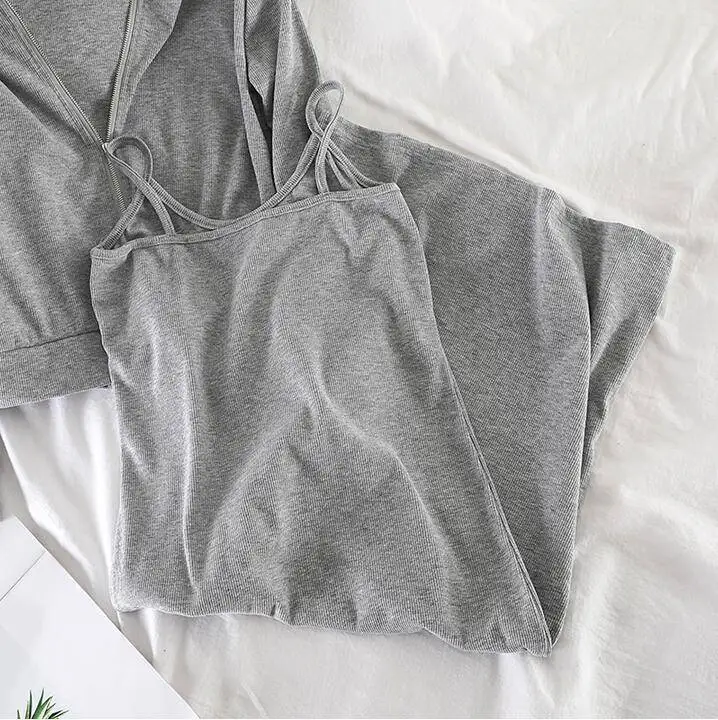 Fashion female two-piece suit 2020new hooded loose casual jacket + slim strap skirt | Женская одежда