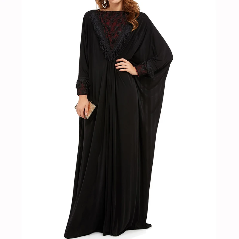 Для женщин абаи мусульманское Платье черного цвета размера плюс арабские