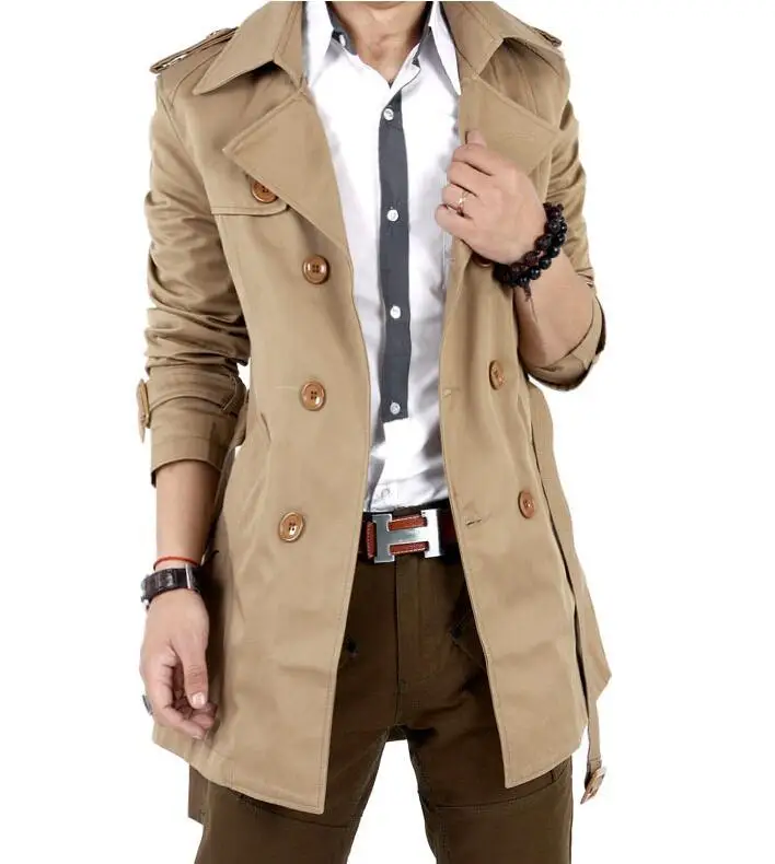 Тренчкот мужской деловой с отложным воротником брендовый Повседневный