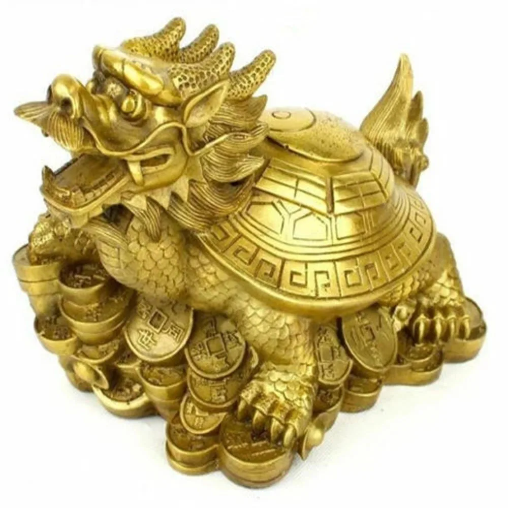 

China new Pure brass lucky feng shui and furnishing articles dragon turtle