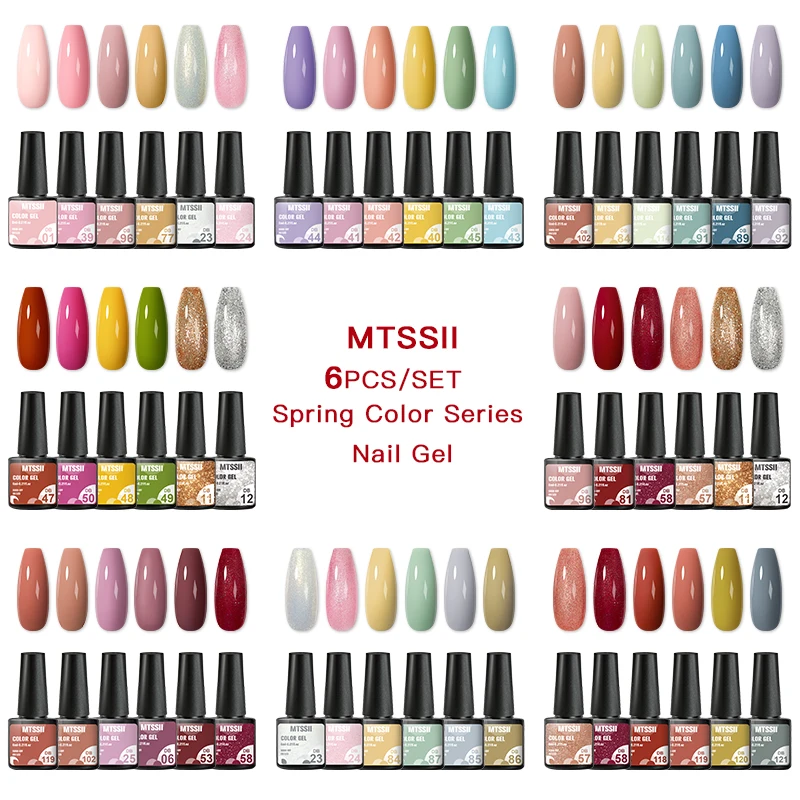 

Mtssii 6 шт. набор гель-лаков для маникюра для ногтей Полупостоянный верхний слой УФ светодиодный Гель-лак отмачиваемый Гель-лак для нейл-арта