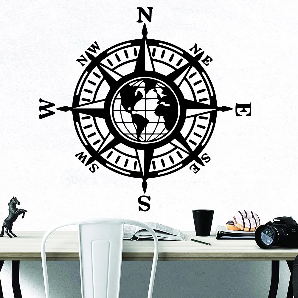 Виниловые наклейки с компасом и картой настенные Стикеры для фотографий