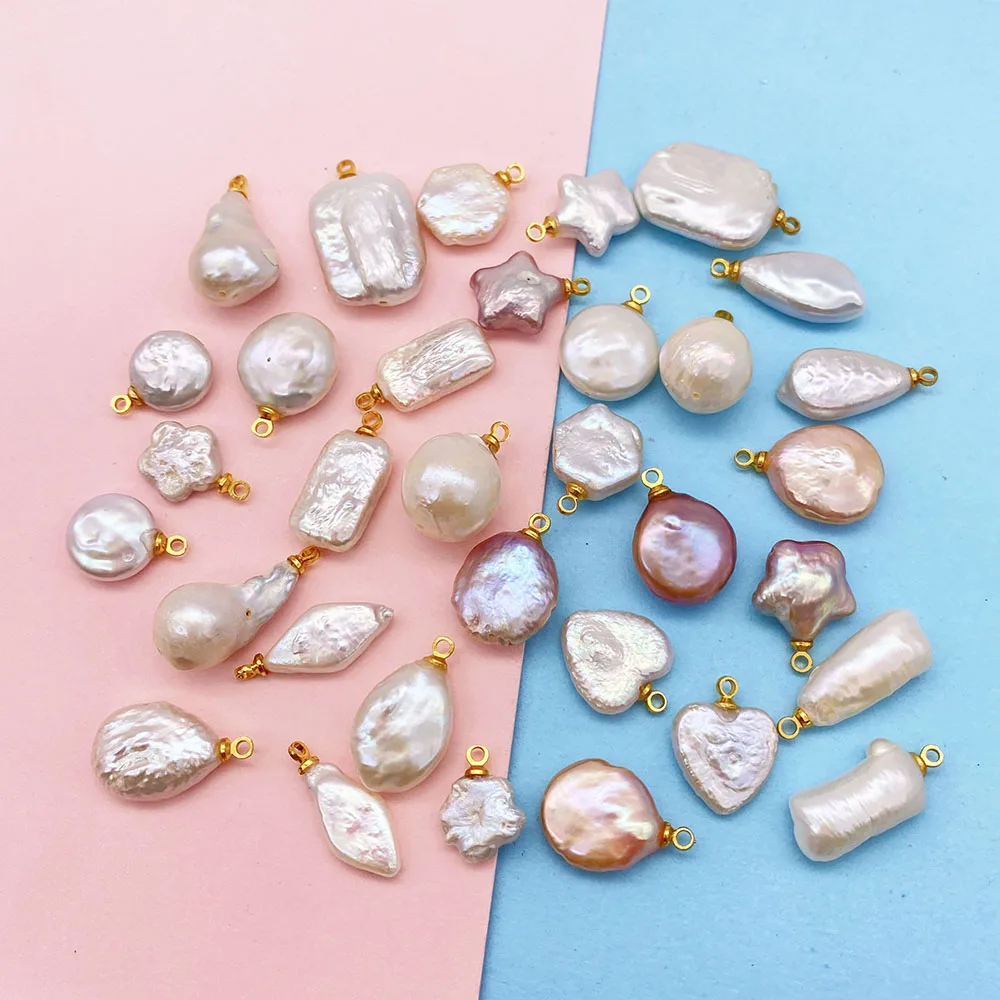 

2pcs Natural Freshwater Baroque Pearl Heart Pendant Designer Charms for Jewelry Making Bulk Earring Necklace Crafts Accessories