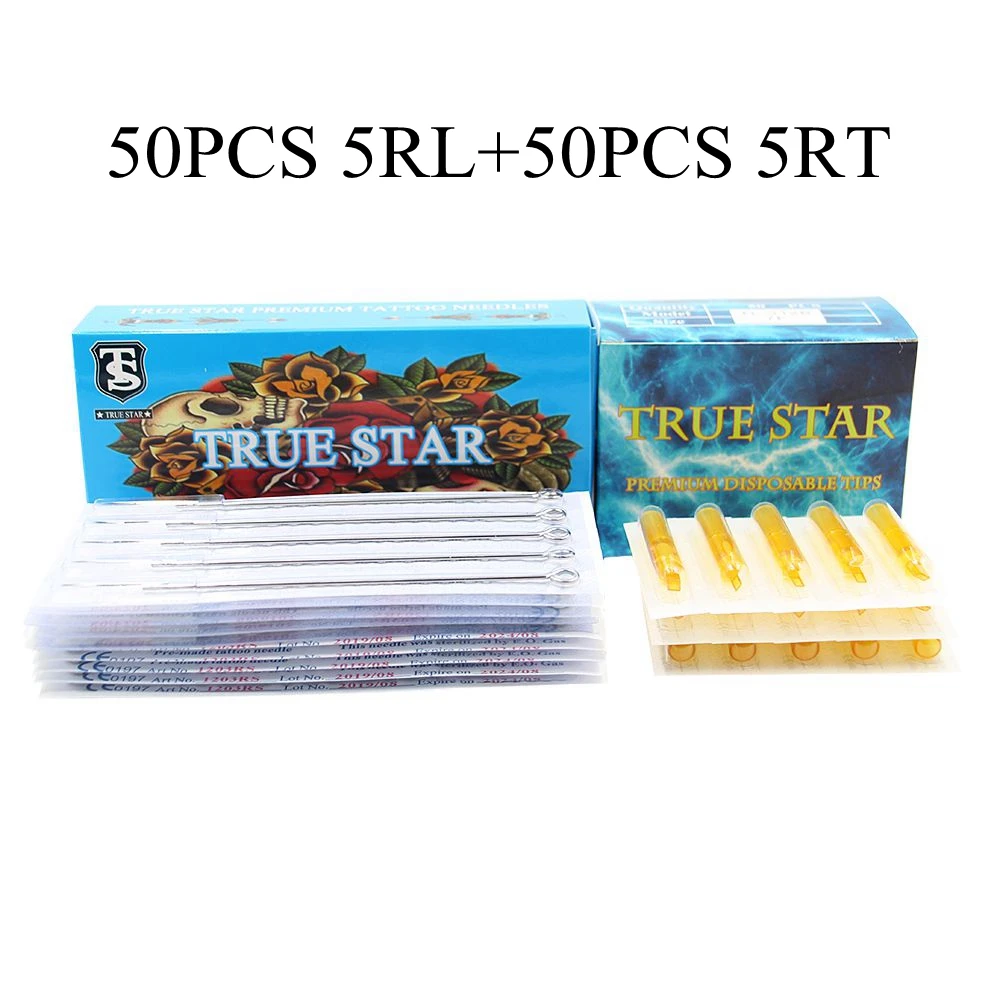 

Иглы для тату-машинки TRUE STAR (5RL + 5RT), 50 игл и 50 татуировок