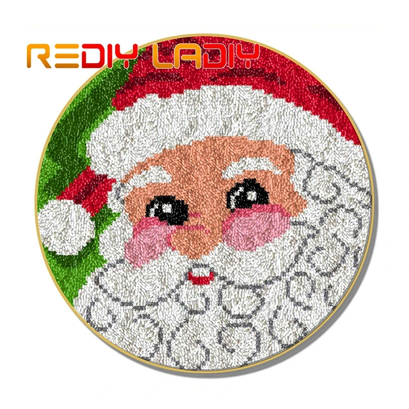 Крюк с защелкой ковер улыбка коврик Сантой вяжущие крючком 100% акриловой пряжи