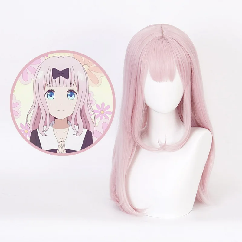 

Длинный прямой розовый парик Fujiwara Chika для косплея Kaguya-sama: Love is War Kaguya-sama wa Kokurasetai, костюм для Хэллоуина, парик