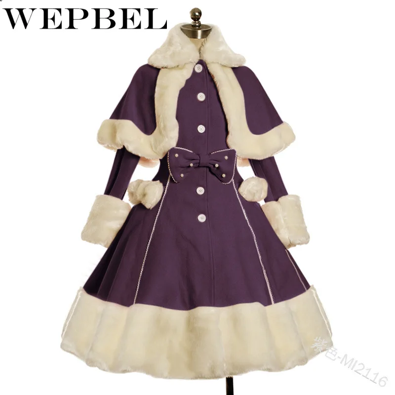 WEPBEL женское теплое плотное повседневное зимнее платье с бантом Симпатичные