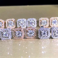 korean fashion square shape women stud earrings full paved shiny crystal zircon high quality female trendy earring wholesale