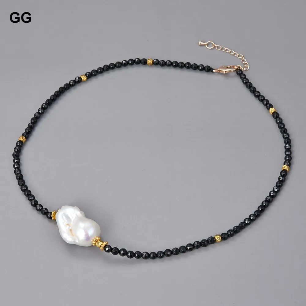 GG ювелирные изделия 18 &quotнатуральный 4 мм Ограненный Черный оникс белый Кеси