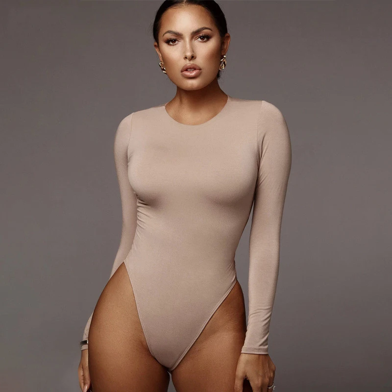 

2021 Autumn Winter New Bodysuit Women O Neck Long Sleeve Solid White Sexy Black Body Top Gray Casual Lady Streetwear Bodysuits