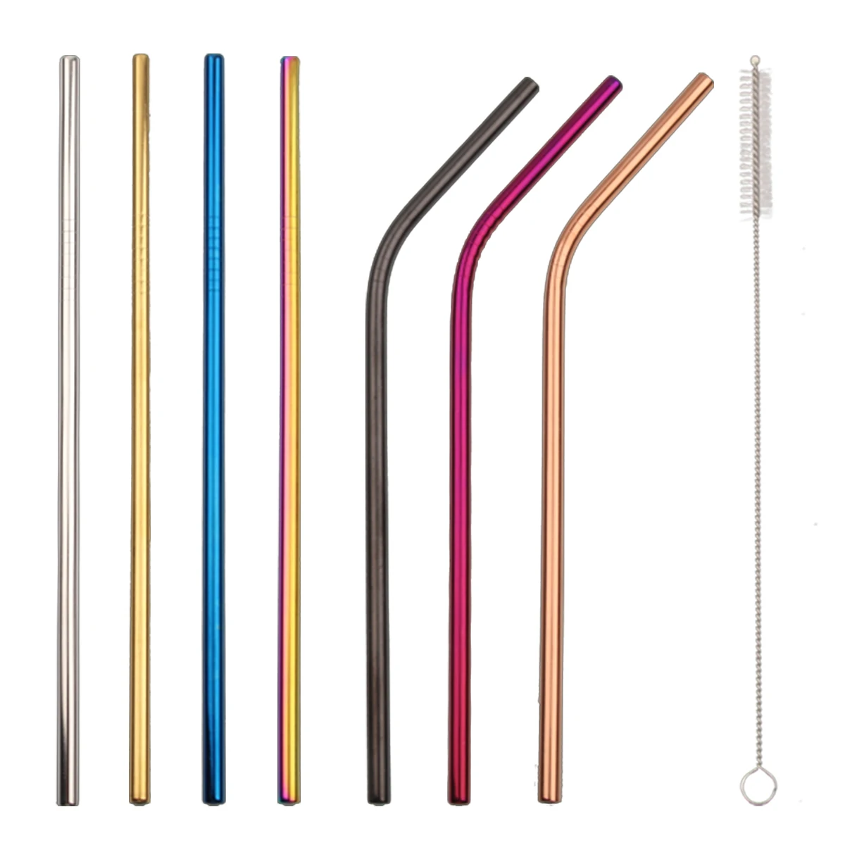 Соломинка из нержавеющей стали многоразовая металлическая 1 шт. с щеткой для