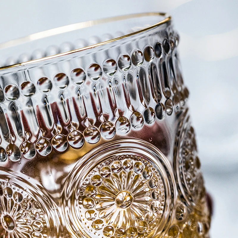 Творческий с тиснением и изображением солнца кружки цветами бар Стекло вина es