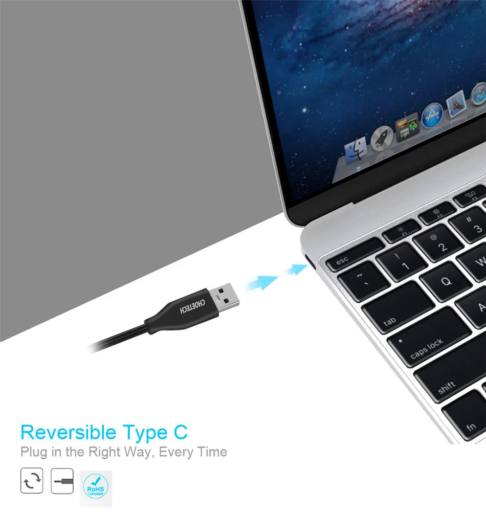 CHOETECH 5 Гбит/с USB 3,0 type C кабель для быстрой зарядки синхронизации данных USB C кабель для samsung S10 S9 S8 Plus type-C кабель для мобильного телефона