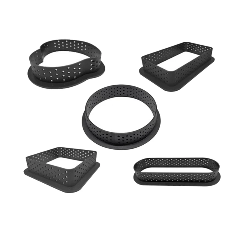 5 Pcs (Round Love Square Rectangle Oval) DIY Dessert Mousse Tart Ring Cutter Perforated Circle Bakeware Cake Mold | Дом и сад