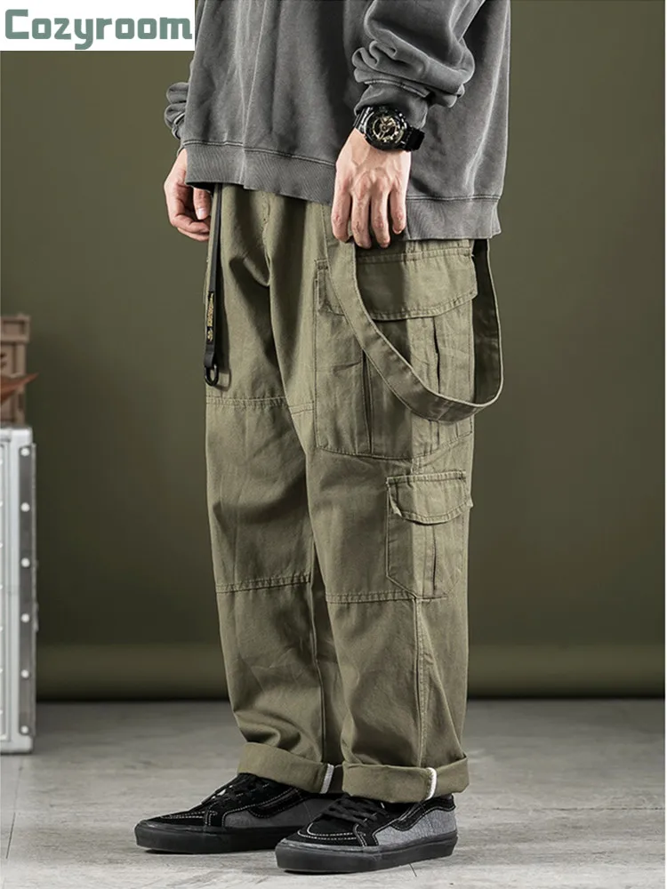 2021 New Fashion American Japanese Military Style Camouflage Multi-pocket Button Suspender Overalls Multi-color Optional