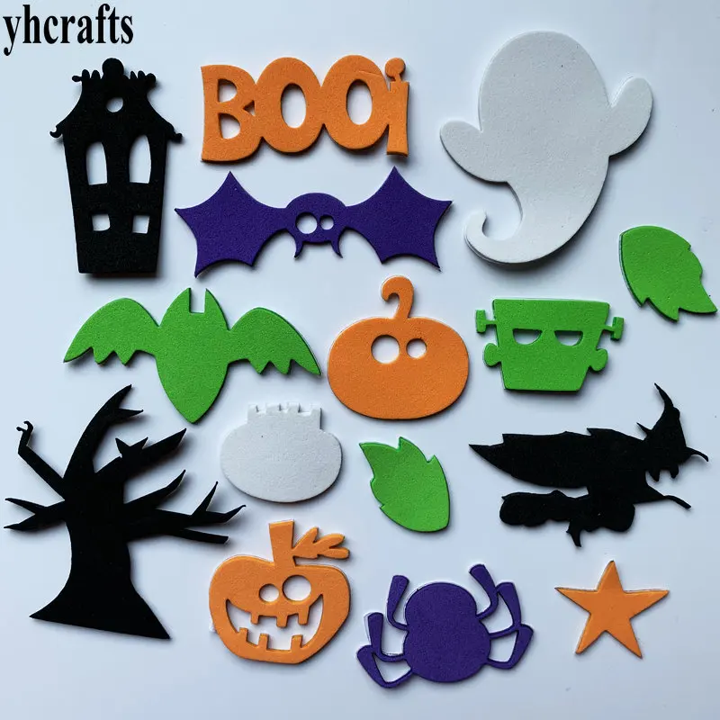 15PCS 3.5-7cm 1 пакетов/лот, блестящие наклейки на Хэллоуин, тыква, паук, пенопласт, привидение, ремесла, элементы деятельности, детский сад, diy игрушки, трюк или угощение, DIY игрушка - Цвет: 15PCS 3.5-7cm