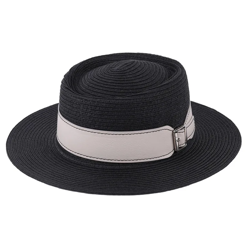 

Black And White Stitching Summer Sun Hats For Women Fashion Large Beach Straw Hat 2021 Newest Casual Woman's Caps