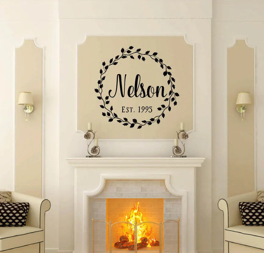 

Personalized Name Flower Wall Sticker Established Date Home Decor Vinyl Art Removable Poster Mural Beauty Decals W611