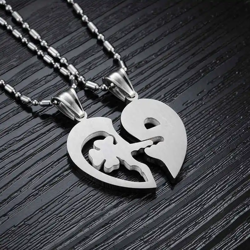 Новая Модная креативная I LOVE YOU Lock шить пара ожерелий с сердцами Титан Сталь кулон