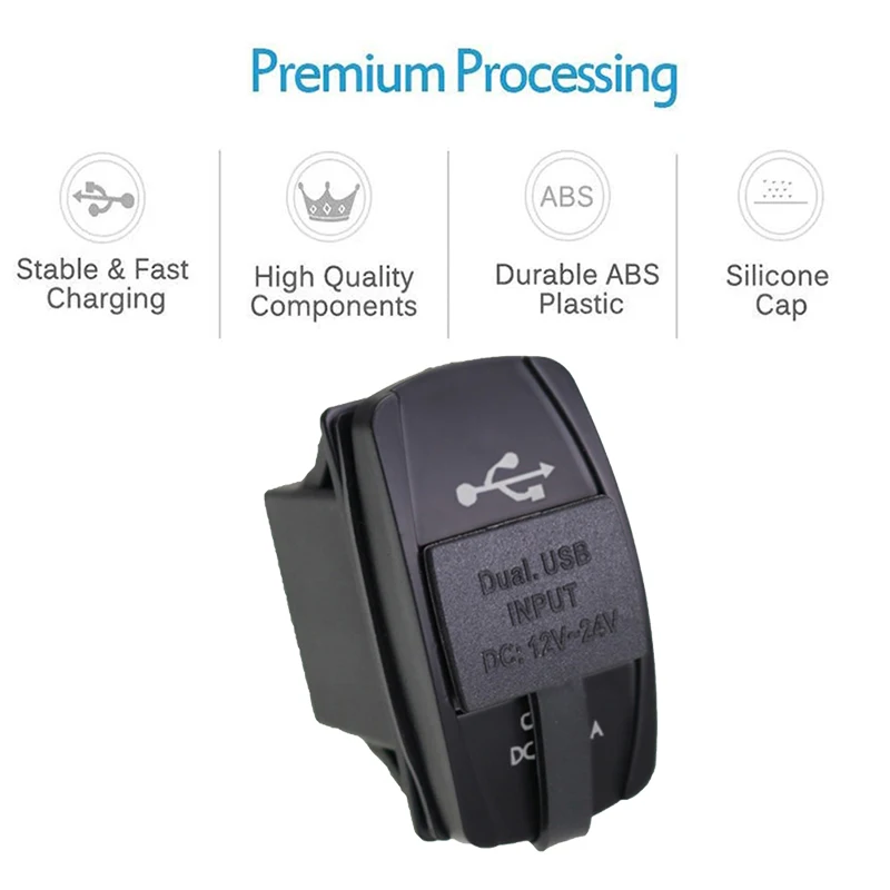 Автомобильное USB зарядное устройство 12-24 В водонепроницаемое 3 1 а с двумя