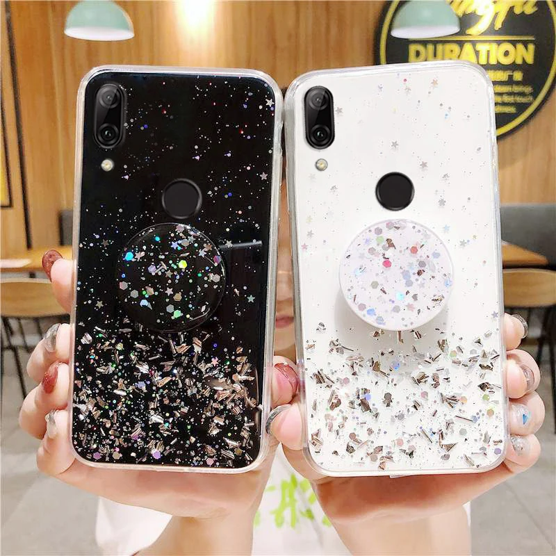 

Bling Glitter Case For Huawei P30 Lite Cases Funda Huawei P20 Pro P40 P50 P10 P Smart 2019 2021 Z Mate 20 Holder Socket Cover