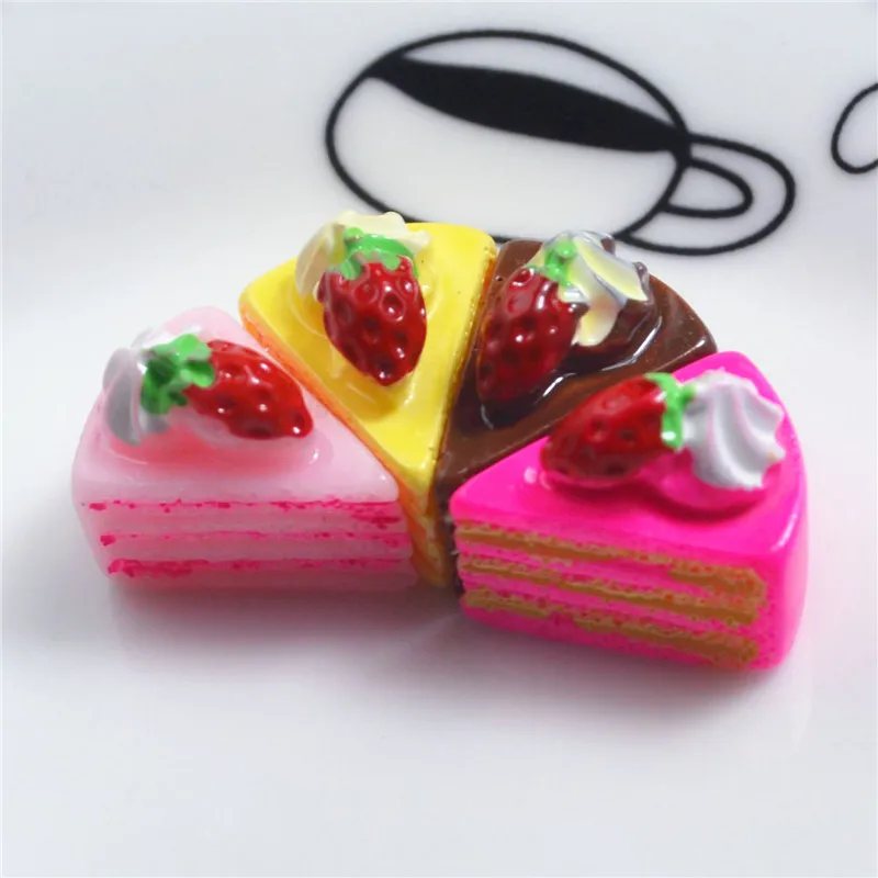 Resin Mini Strawberry Triangle Cake Play Food Toys Slider Slime Accessories Super Light Clay DIY Glue Mud Craft Materials Filler | Игрушки и