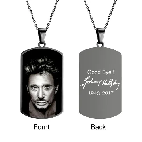 Black 50mm tag Ожерелье с именем Джони Халлидей, на заказ, сердце, ID тег, хип-хоп, персонализированная цепочка из нержавеющей стали, золото, серебро, для женщин и мужчин, ювелирные изделия - Окраска металла: Black 50mm tag