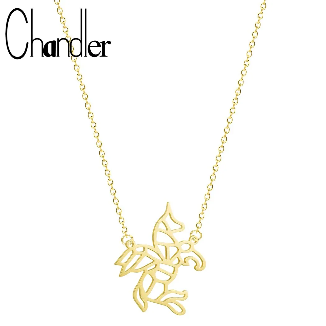 Чандлер 1 шт. летающее ожерелье с единорогами оригами Единорог голова чокер