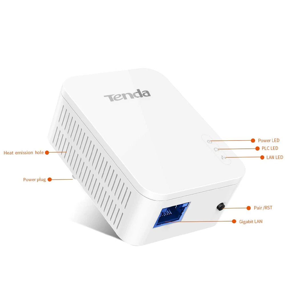 Tenda PH3 AV1000 1 Port Gigabit Powerline Adapter Kit P3 Ethernet PLC Plug and Play for UHD Streaming Partner images - 6