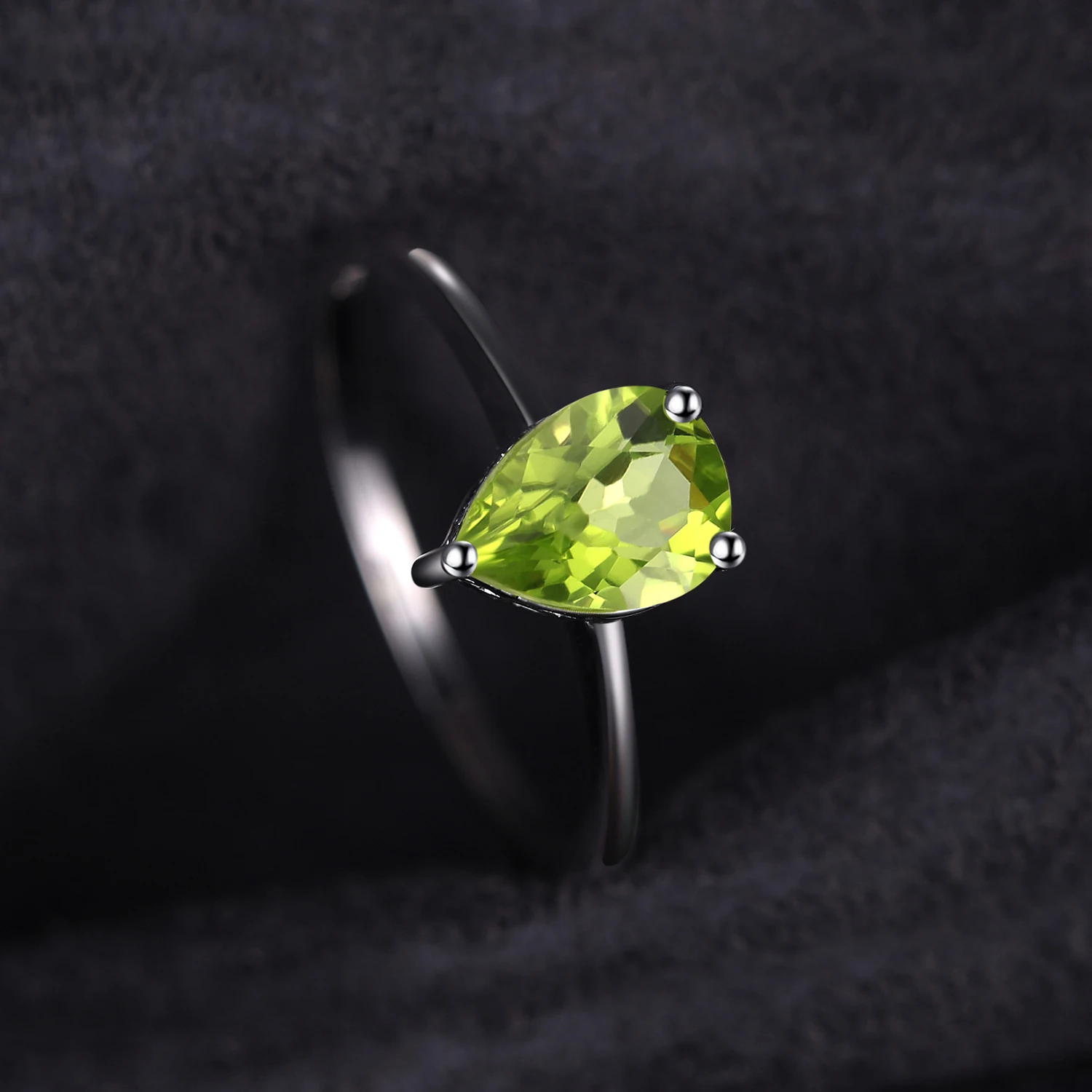 Jewelrypalace капли воды 1.2ct Природные Перидот Кольца для Для женщин Pure 925 Серебряное кольцо Красивые ювелирные изделия Новинка на продажу