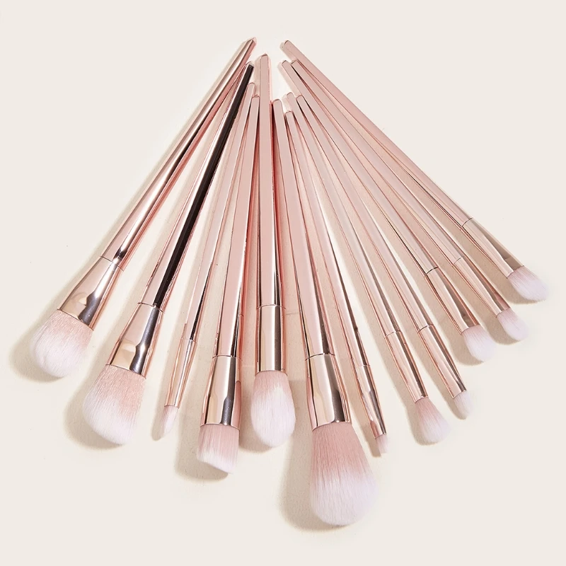 12Pcs Prismatic Foundation Blending Blush Concealer Eye Shadow Makeup Brush Set Purple Betel Gold Nail Art Dust Remover | Красота и