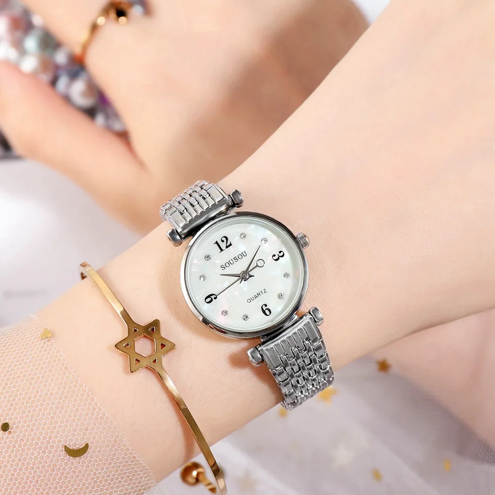 

Женские часы Nice Vogue минималистичные кварцевые часы с ремешком из нержавеющей стали часы с магнитной застежкой циферблат Стразы Часы