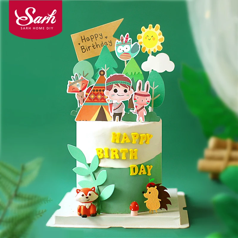 Панда медведь Лев украшение лягушка слон для детского дня вечеринка торт Топпер