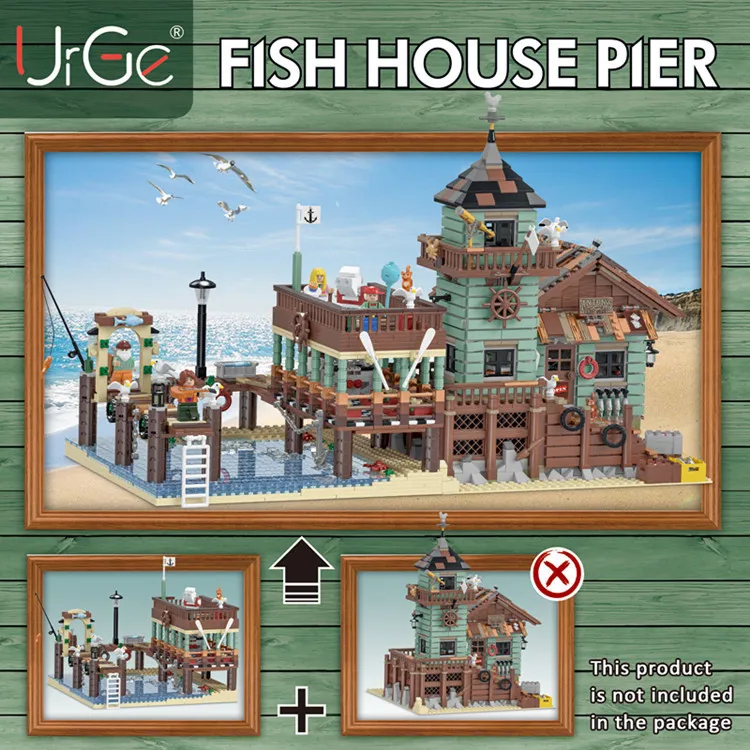 

Urge 30101 Creator Expert Street Old Fish House Pier Set Building Blocks 1402pcs Bricks Moc Toys Children Gifts