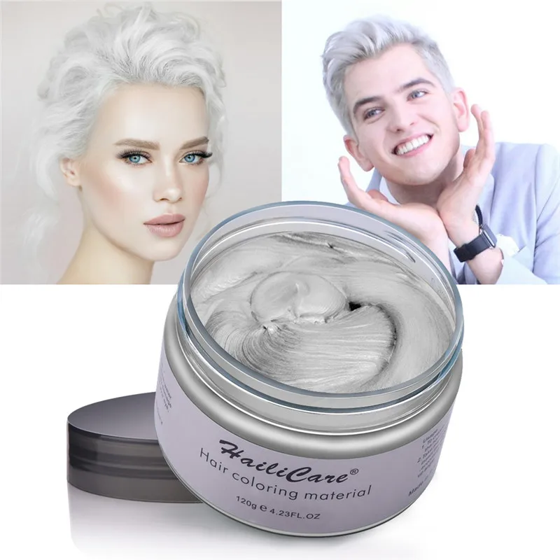 Milk gray 120 г временные волосы цветной воск DIY Крем-краска для волос Стойкий цвет волос ing серый зеленый формовочный салонный инструмент для стайлинга maquillaje макияж - Цвет: Milk gray