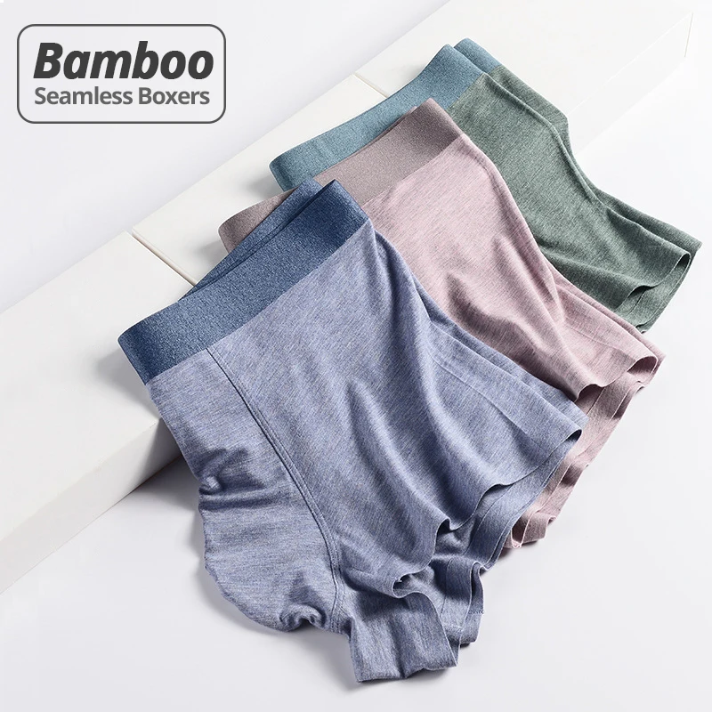 HSS New Style Trend Light Luxury Men's Underwear Bamboo fiber Seemless Men Boxers Breathable short Homme Underpants 3pcs / lot