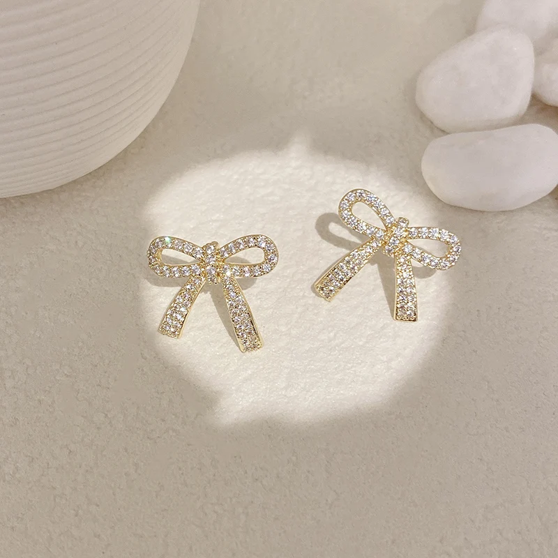

AAA Zirconia Bow Bowknot Earrings OL Charm Fashion Jewelry For Women Accessories Brincos Pendant Wholesale S925 Pin High Quality