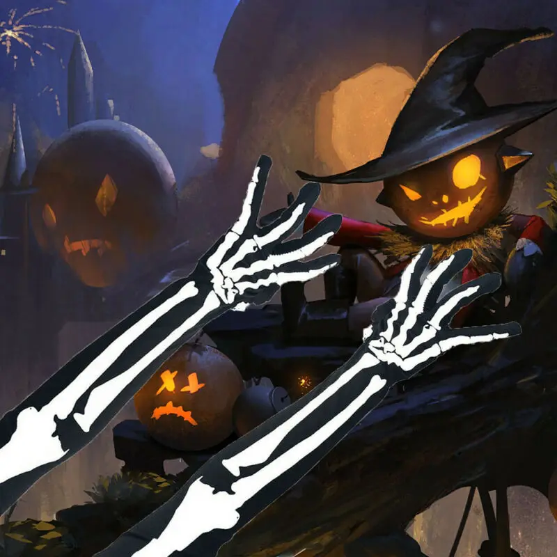 1 пара перчатки унисекс в виде черепа и скелета для косплея на Хэллоуин|Украшения