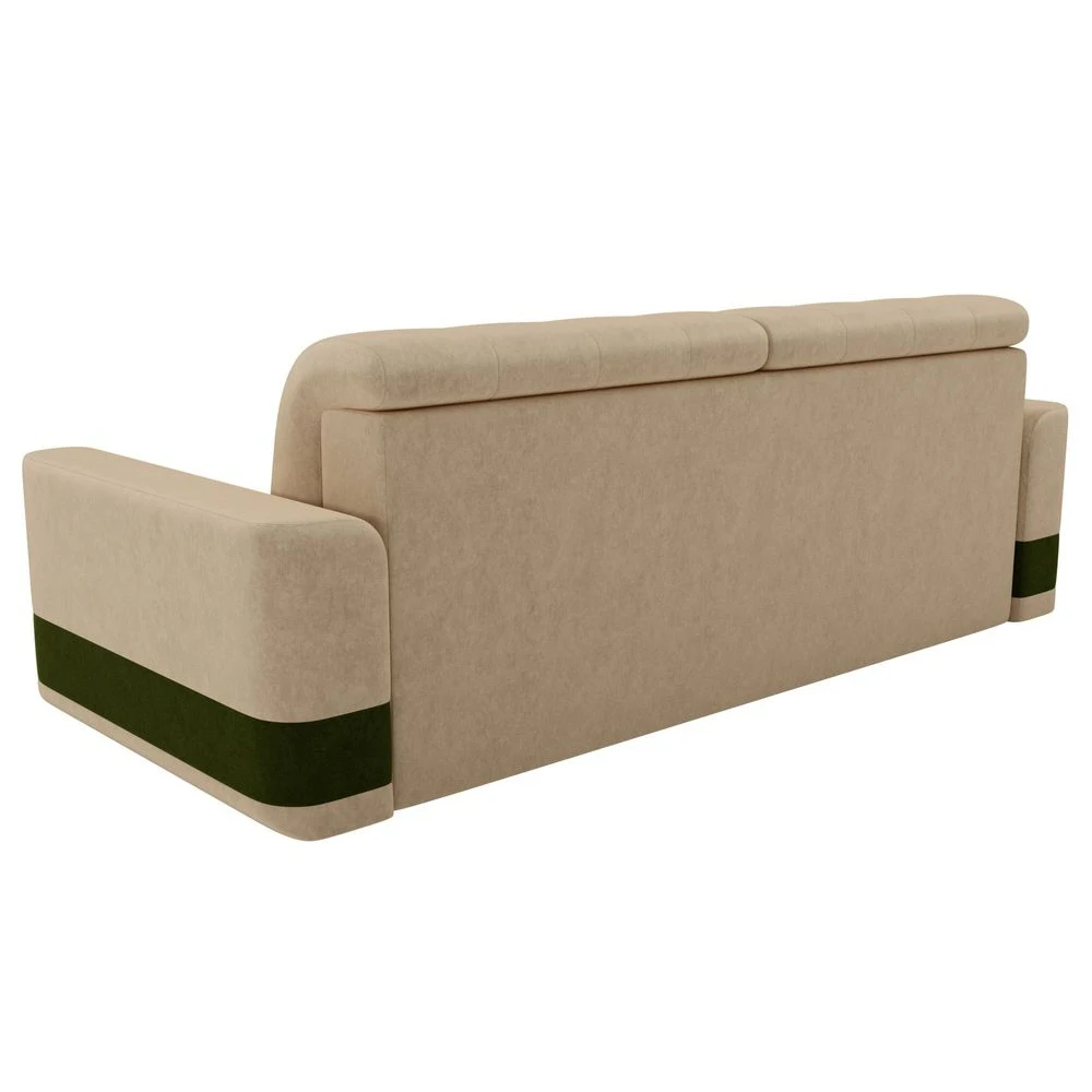 Диван еврокнижка АртМебель Честер вельвет бежевый вставка зеленая |