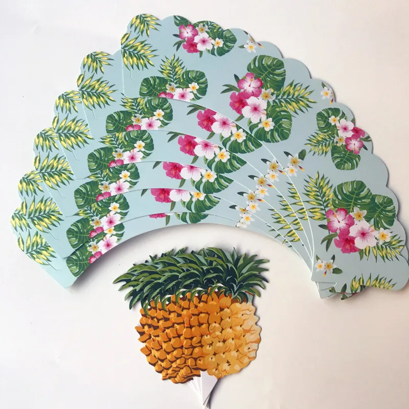 24 шт. обертки с тропическим Фламинго/ананасом для капкейков + Топпер торта лета