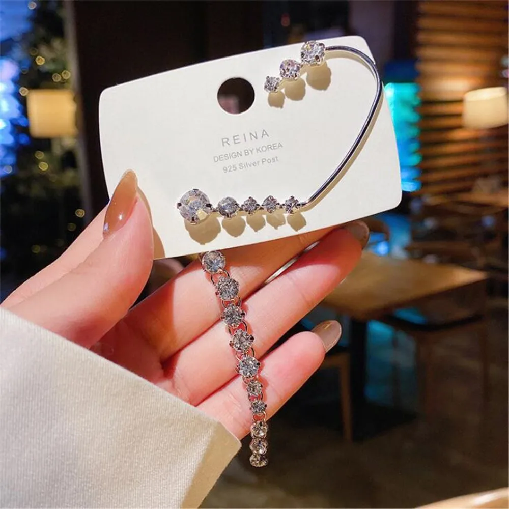 

One Piece Korea Gold Silver Color Crystal Earrings Fashion No ear Piercing Ear Cuff Clip Earrings For Women Girls Jewelry