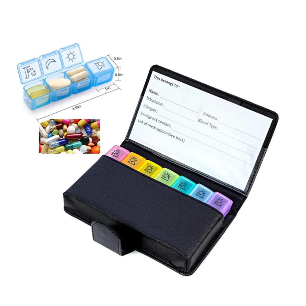 

1 Set 28 Grids Pill Cases Weekly Pill Boxes Portable Medicine Boxes Pill Holders Medcial Supplies with Bag for Outdoor Travel Ho