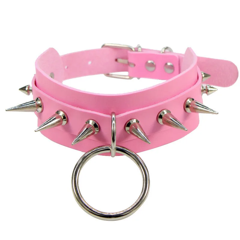 Gothic Punk Heart Round Spike Rivets Choker Necklace Leather Stud Necklaces Women Chokers Collar Bondage Harness Jewelry | Украшения и