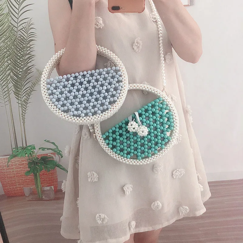 

FIRMRANCH women's bag 2021 new high-quality three-dimensional ring imitation pearl handbag handmade beaded messenger bag